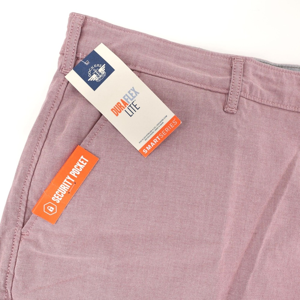 NEW Dockers Duraflex Lite Chino Shorts Pink Mens Size‎ 42 Flexible Waistband